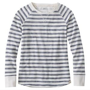 NWT LL Bean Waffle Crewneck Long Sleeve Striped 100% Cotton Unshrinkable